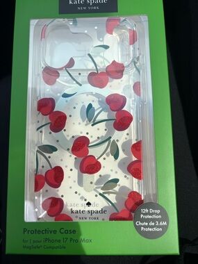 kate spade Clear Cherry iPhone 17 Pro Max Case - Red & Green